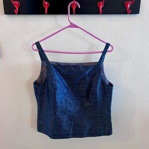 90s Vintage Blue Striped Women's Crop Top